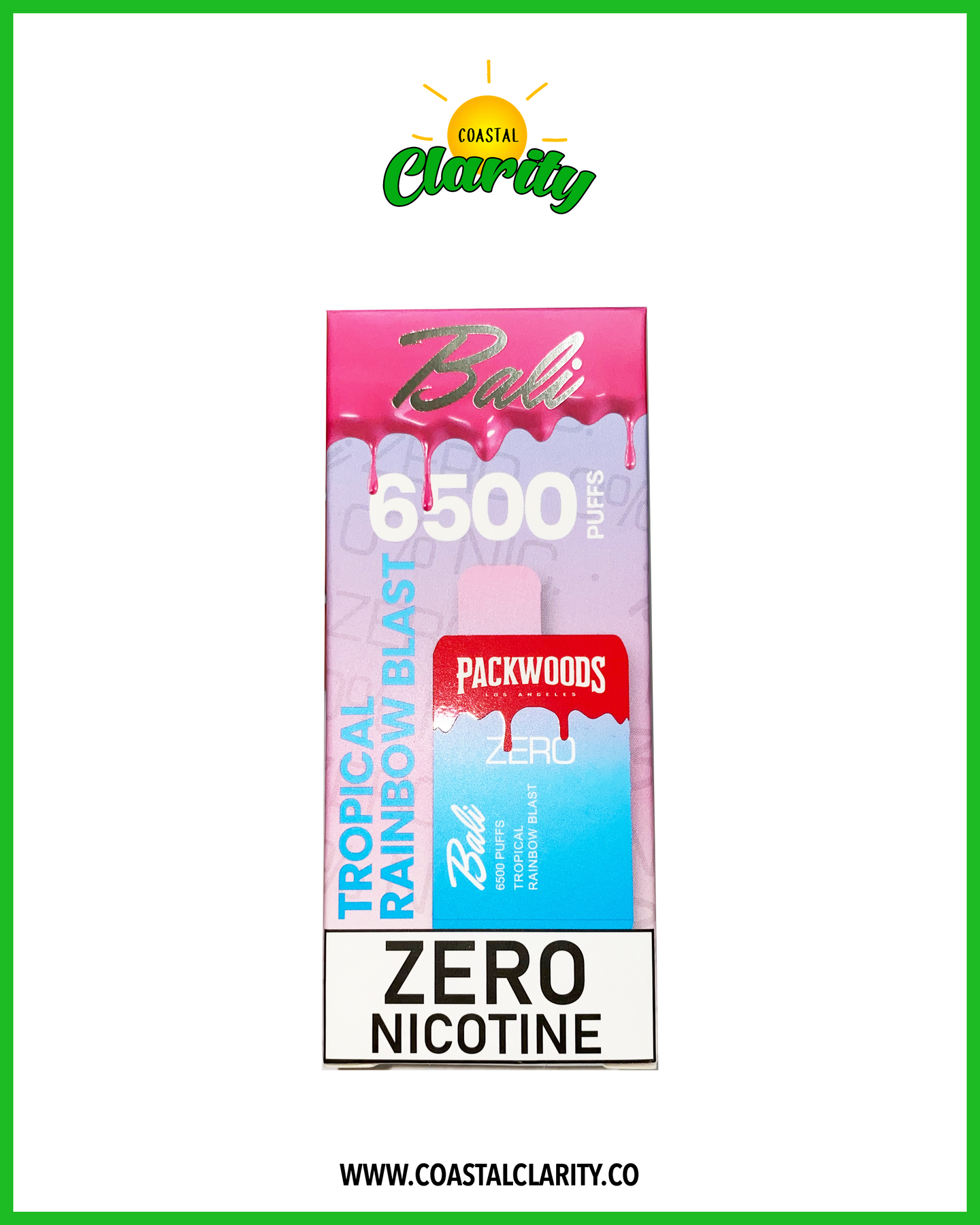 Zero Nicotine 6500 Puffs Disposable Vape Packwoods x Bali