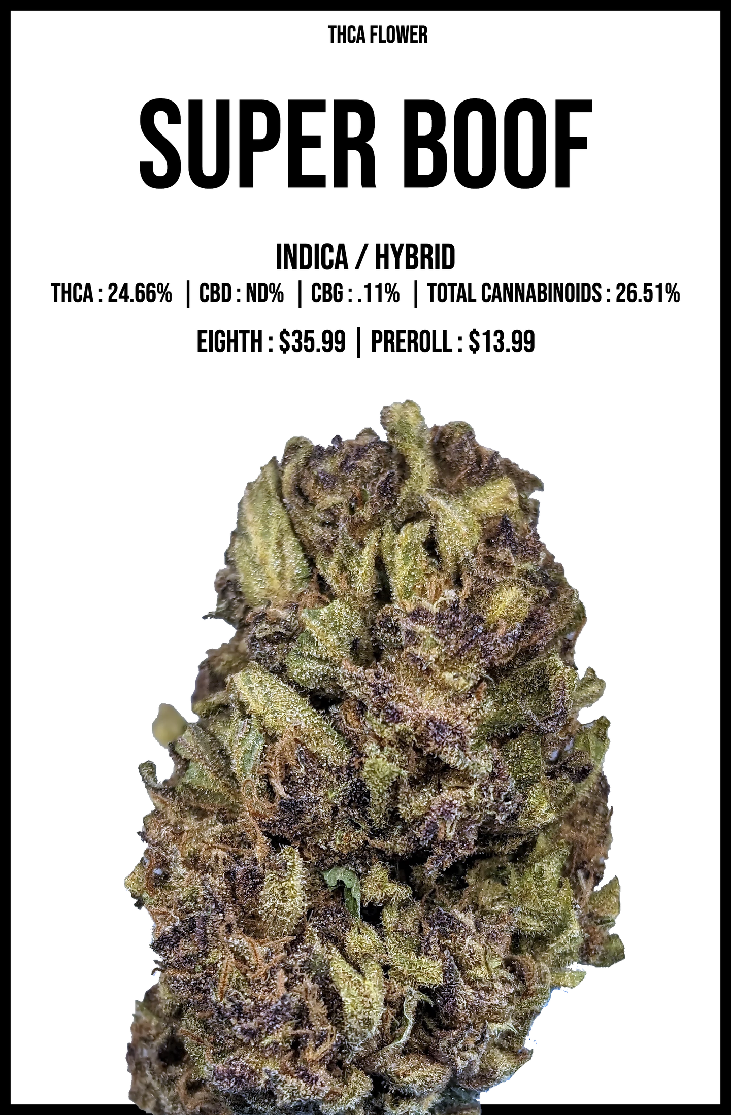 THCA Flower Hybrid Super Boof Indica Hybrid